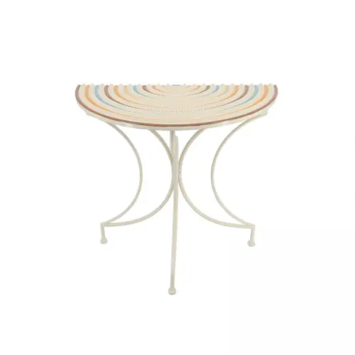 Mesa de madera beige con azul y marron de 29.75x15x29.5cm