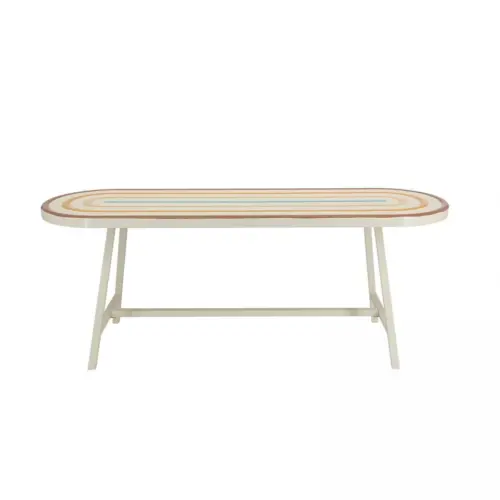 Mesa de madera ovalada beige de 46×14.25x18cm