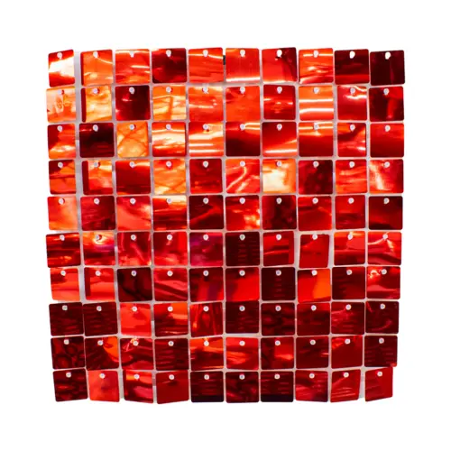 Adhesivo de pared de lentejuelas cuadradas rojas de 30x30cm
