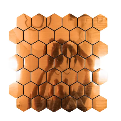 Adhesivo de pared diseño panal 3D cobre de 30x30cm