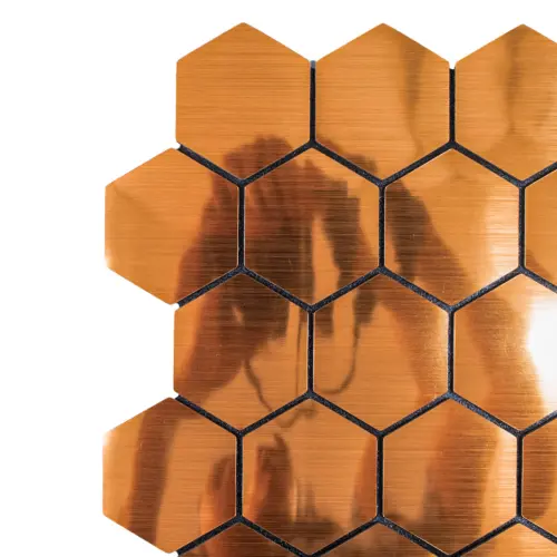 Adhesivo de pared diseño panal 3D cobre de 30x30cm
