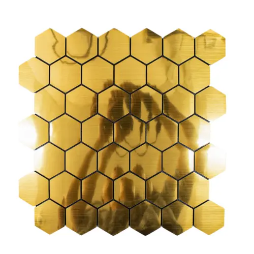 Adhesivo de pared diseño panal 3D dorado de 30x30cm