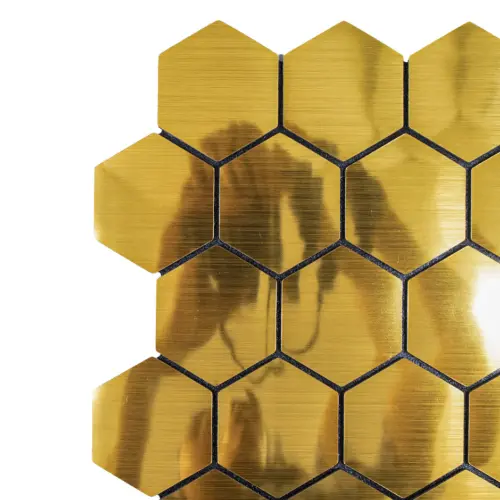 Adhesivo de pared diseño panal 3D dorado de 30x30cm