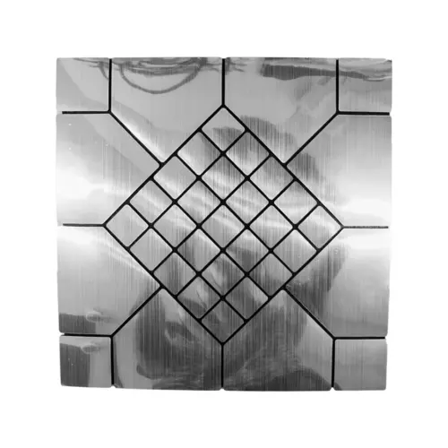 Adhesivo de pared diseño cuadros 3D plateado con negro de 30x30cm