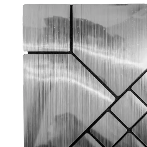 Adhesivo de pared diseño cuadros 3D plateado con negro de 30x30cm