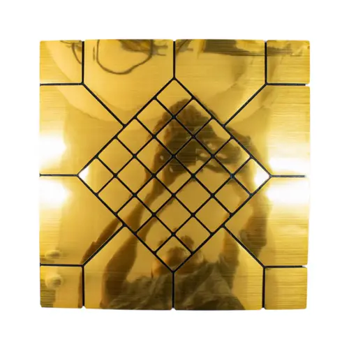 Adhesivo de pared diseño cuadros 3D dorado con negro de 30x30cm