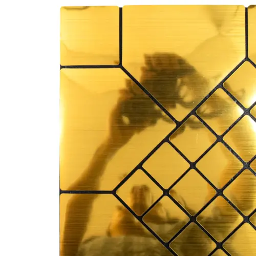 Adhesivo de pared diseño cuadros 3D dorado con negro de 30x30cm