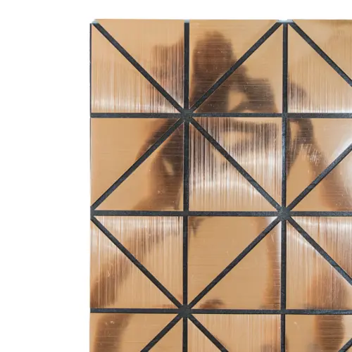Adhesivo de pared diseño cuadrados 3D cobre de 30x30cm