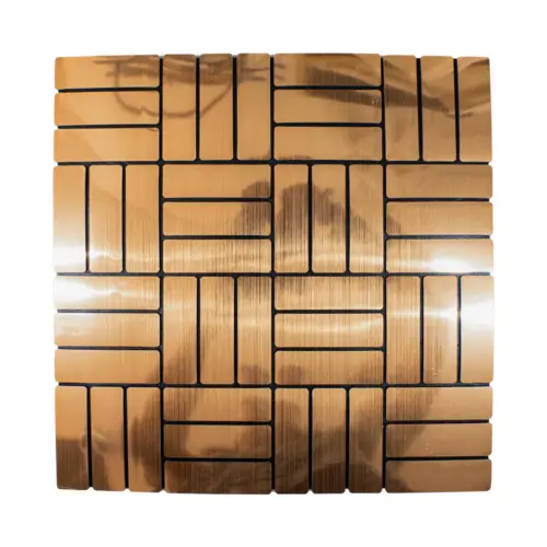Adhesivo de pared diseño tiras 3D cobre de 30x60cm