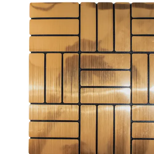 Adhesivo de pared diseño tiras 3D cobre de 30x60cm