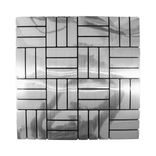 Adhesivo de pared diseño tiras 3D plateado de 30x60cm