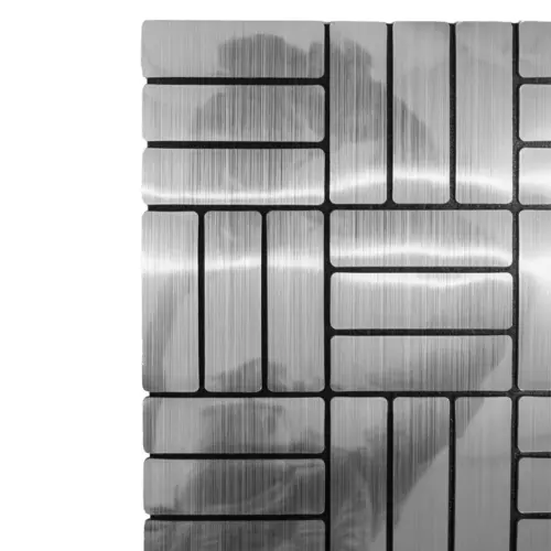 Adhesivo de pared diseño tiras 3D plateado de 30x60cm