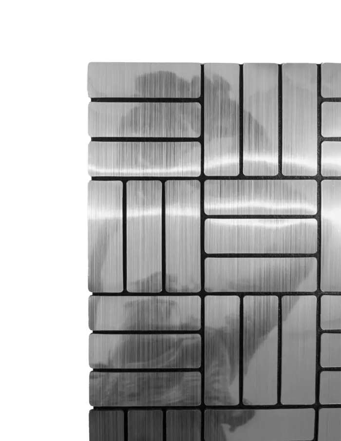 Adhesivo de pared diseño tiras 3D plateado de 30x60cm - Image 2