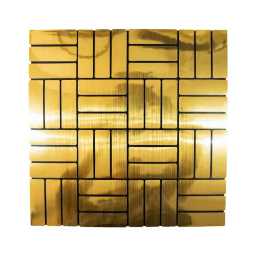 Adhesivo de pared diseño tiras 3D dorado de 30x60cm