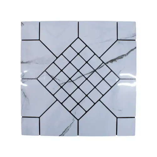 Adhesivo de pared diseño cuadros 3D gris con negro de 30x60cm