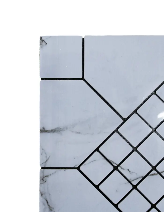 Adhesivo de pared diseño cuadros 3D gris con negro de 30x60cm - Image 2