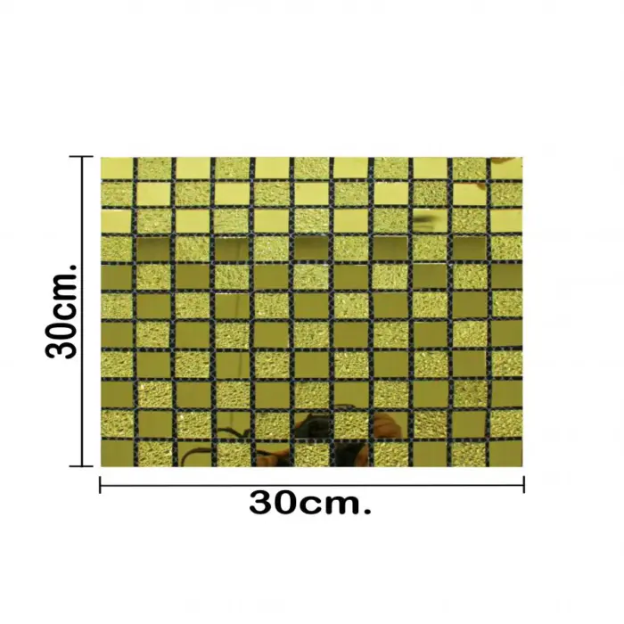 Adhesivo de pared diseño espejos dorado de 30x30x0.1cm - Image 3