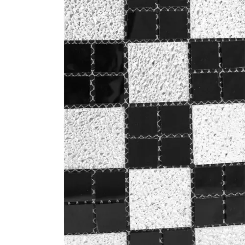 Adhesivo de pared diseño cuadros de espejos plateado con negro de 30x30x1cm