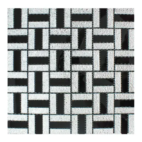 Adhesivo de pared diseño cuadros de espejos plateado con negro de 30x30x1cm