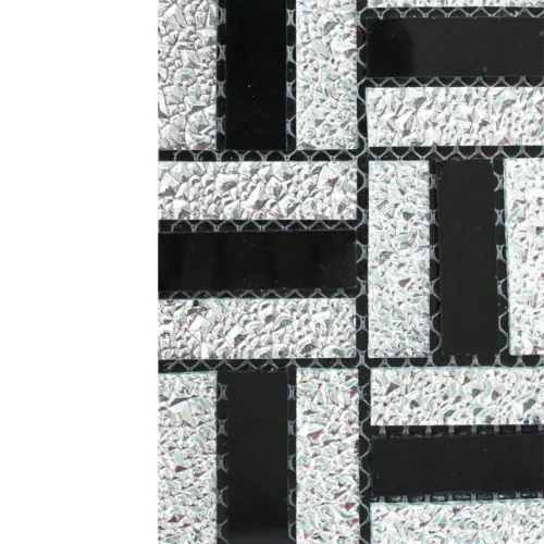 Adhesivo de pared diseño cuadros de espejos plateado con negro de 30x30x1cm