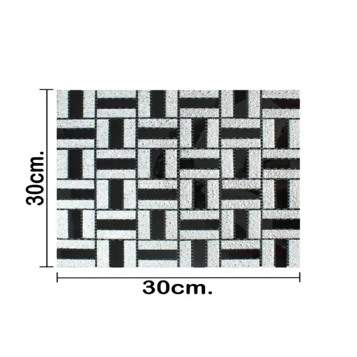 Adhesivo de pared diseño cuadros de espejos plateado con negro de 30x30x1cm - Image 3