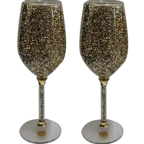 Juego de 2 copas de vidrio doradas de 7.8×7.8x23cm