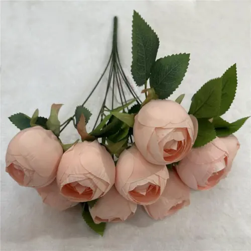 Ramo de botones de rosas artificial rosa de 24x42x0.1cm