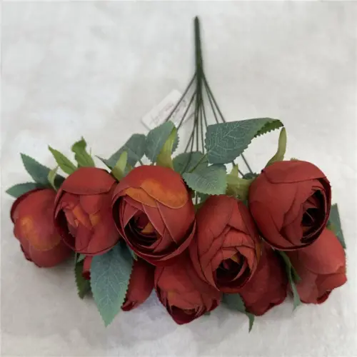 Ramo de botones de rosas artificial rojo de 24x42x0.1cm