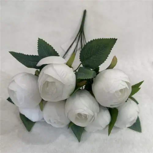 Ramo de botones de rosas artificial blancas de 24x42x0.1cm