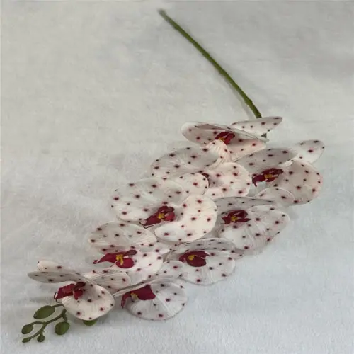 Vara de orquídea artificial blanca con puntos rojos de 17x100x0.1cm