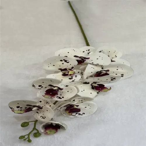 Vara de orquídea artificial blanca jaspeada de 15x97x0.1cm