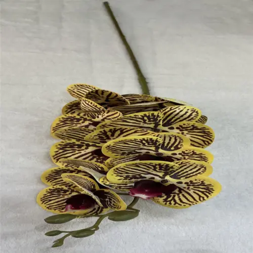 Vara de orquídea artificial amarilla jaspeada de 16x97x0.1cm