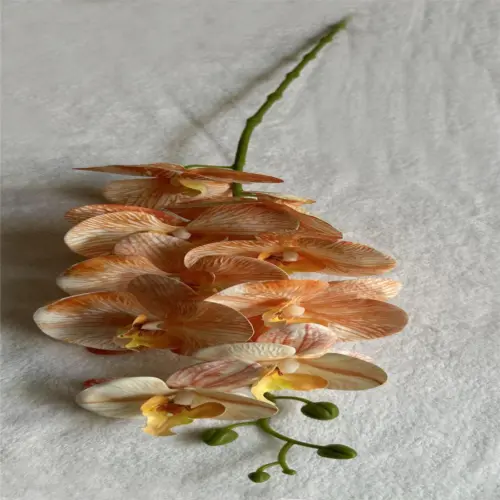 Vara de orquídea artificial naranja jaspeada de 15x91x0.1cm