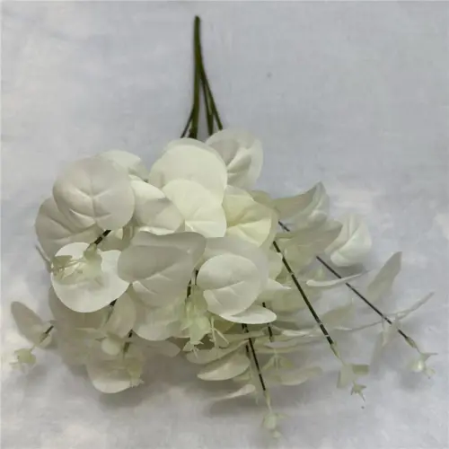 Ramo artificial de follaje dollar blanco  de 25x53x0.1cm