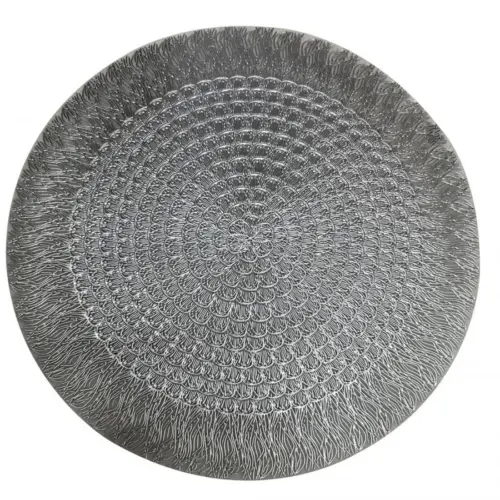 Mantel individual de plastico plateado garigoleado de 38cm38x0.1×0.1cm