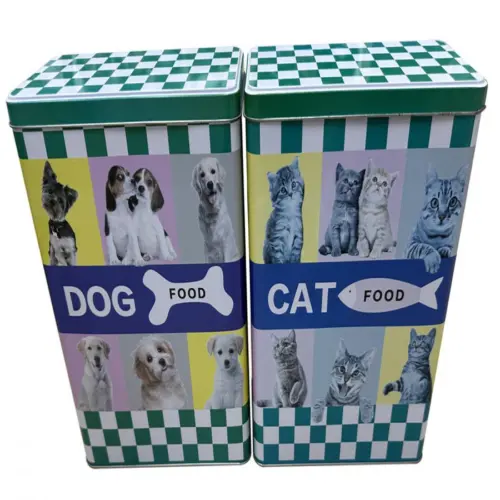 Caja de metal estampado gatos y perros de 10x18x25.5cm