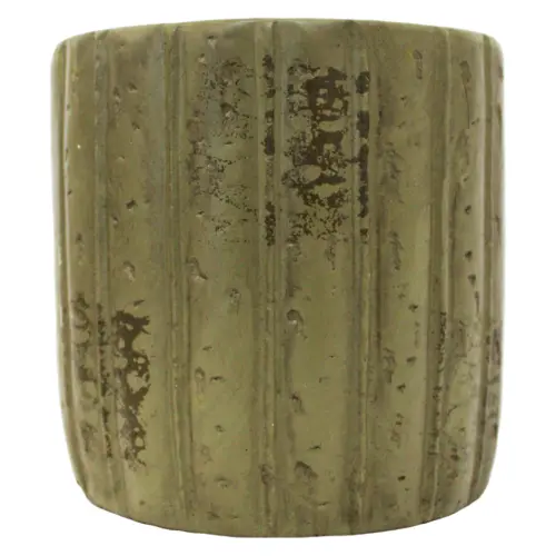 Maceta de cemento rústico verde de 12x12x12cm