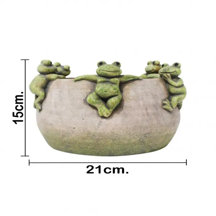 Maceta de cemento con ranas en la orilla de 21x21x15cm - Image 4