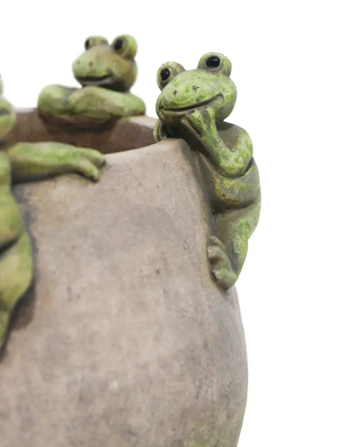 Maceta de cemento con ranas en la orilla de 25x25x18cm - Image 3