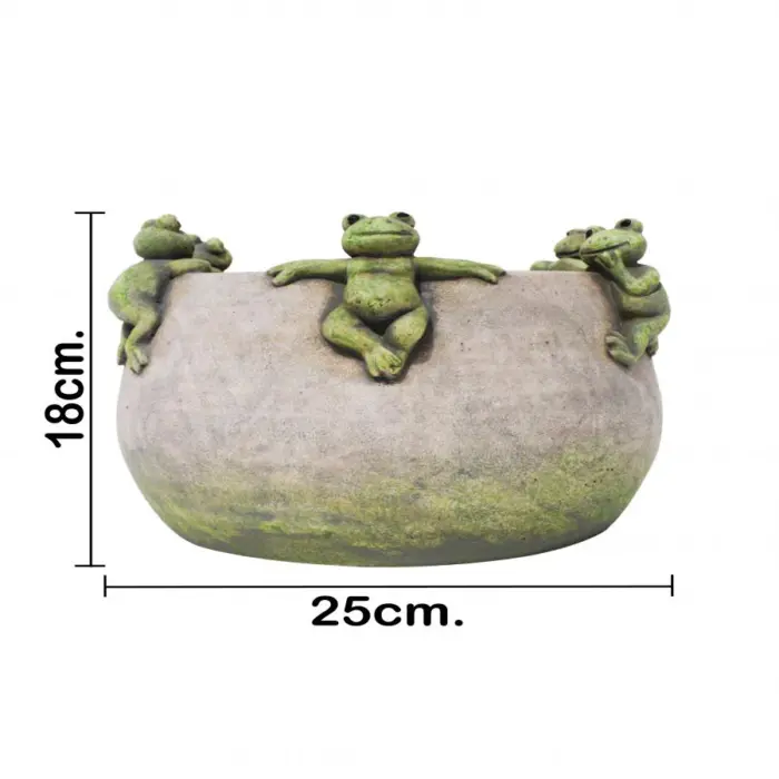 Maceta de cemento con ranas en la orilla de 25x25x18cm - Image 4