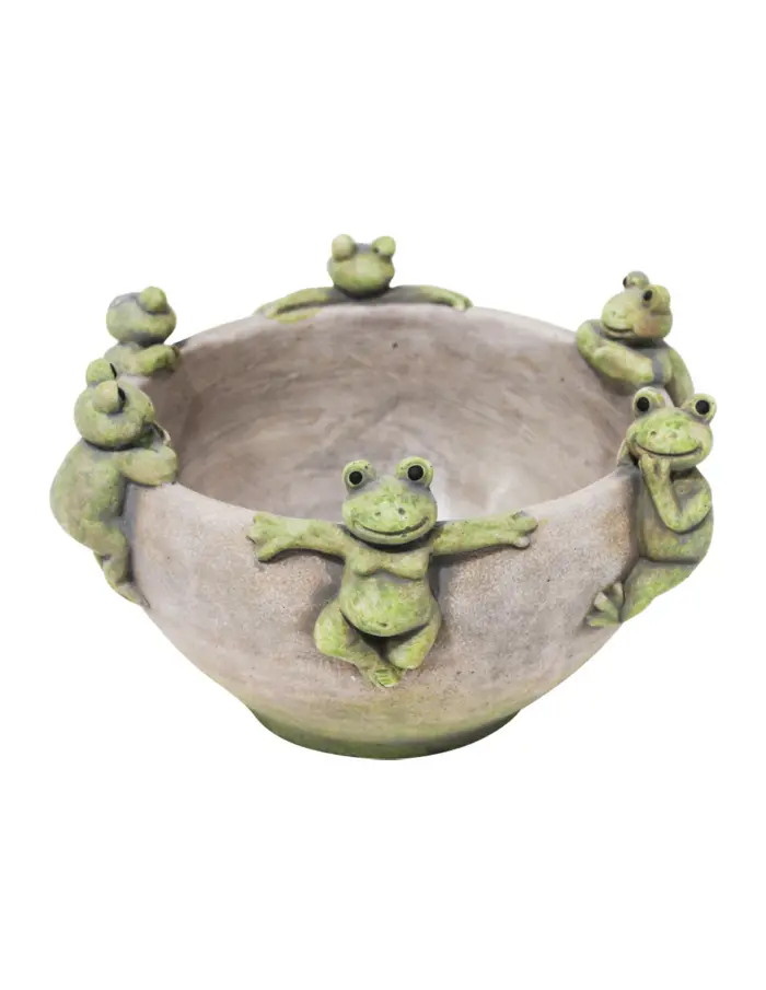 Maceta de cemento con ranas en la orilla de 23x23x14.5cm - Image 2