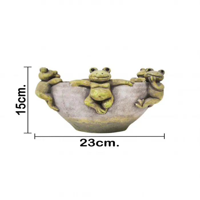 Maceta de cemento con ranas en la orilla de 23x23x14.5cm - Image 4