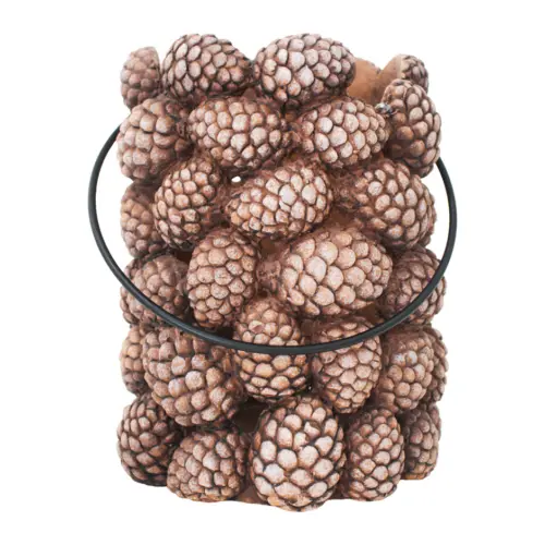 Linterna de cemento diseño bellotas de 14X14X15.5cm