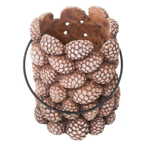 Linterna de cemento diseño bellotas de 14X14X15.5cm