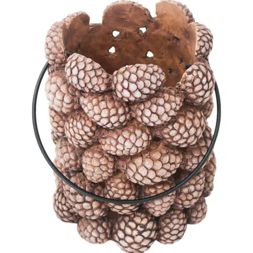 Linterna de cemento diseño bellotas de 17.5X17.5X21.5cm