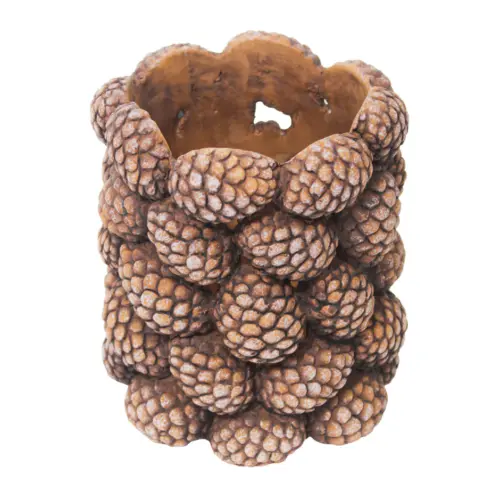 Maceta de cemento diseño bellotas de 14X14X15.5cm