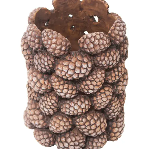 Maceta de cemento diseño bellotas de 17.5X17.5X21.5cm