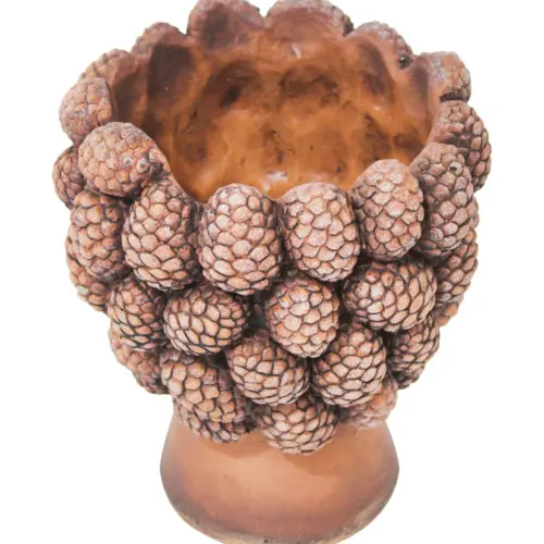 Florero de cemento diseño bellotas de 18.5X18.5X21.5cm