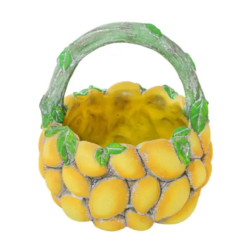 Canasta de cemento diseño limones de 19.5×19.5x19cm