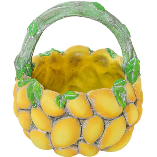 Canasta de cemento diseño limones de 22x22x23cm